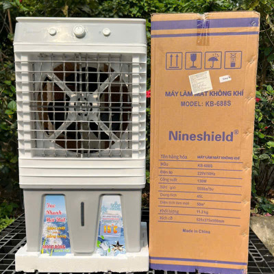 Quạt điều hòa Nineshield KB-588A 45L + tặng 2 đá khô có bánh xe, Motor đồng bền bỉ, êm ái, tiết kiệm điện, dễ dàng vệ sinh, hàng nhập khẩu