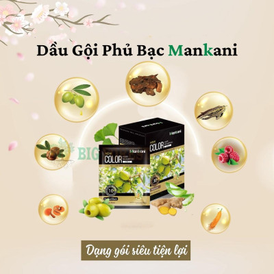 Gói Dầu Gội Nhuộm Tóc, Phủ Bạc Thảo Dược Mankani [Gói 25ml - Nho Đỏ]
