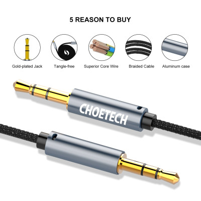 Cáp Choetech AUX002 âm thanh chất lượng cao AUX Audio 3.5mm- Hàng chính hãng