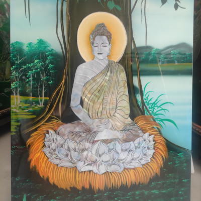 Tranh sơn mài Phật Thích Ca cẩn ốc 40x60 cm