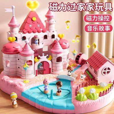 Đồ chơi ngôi nhà biệt thự búp bê có điều khiển từ tính di chuyển nhân vật thông minh có đèn nhạc