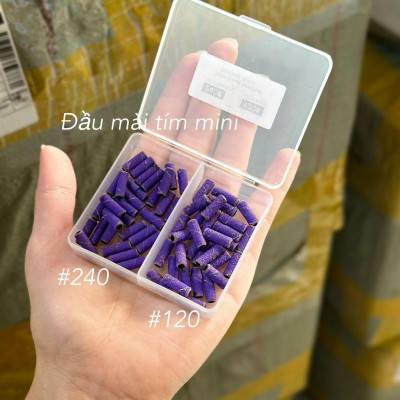 Đầu Mài Nhám Tím Mini 240, 120  Hộp 60 chiếc Làm Nhám Bề Mặt Móng, Tăng Độ Bền Móng Làm Nail, Đắp Gel Bột, Dễ Sử Dụng Nail Phương Miu