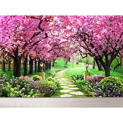 Tranh dán tường hàng cây hoa anh đào