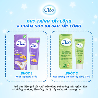 Combo tẩy lông Bikini Cléo, an toàn, không đau rát, hiệu quả trong 8 phút 50g và tẩy lông nách Cléo cho da thường 50g