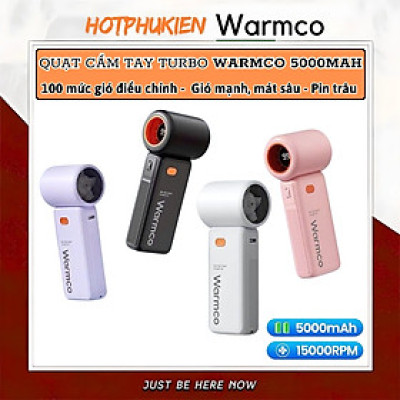 Quạt cầm tay turbo mini siêu mát Pin trâu 5000 mAh, nhỏ gọn linh hoạt hiệu Hotcase WARMCO - 100 chế độ gió, dùng liên tục 18h (tùy mức gió), thiết kế đẹp, bền - hàng nhập khẩu