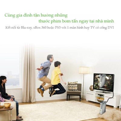 Ugreen UG50349HD133TK 3M màu Đen Cáp chuyển đổi HDMI sang DVI 24 + 1 thuần đồng - HÀNG CHÍNH HÃNG