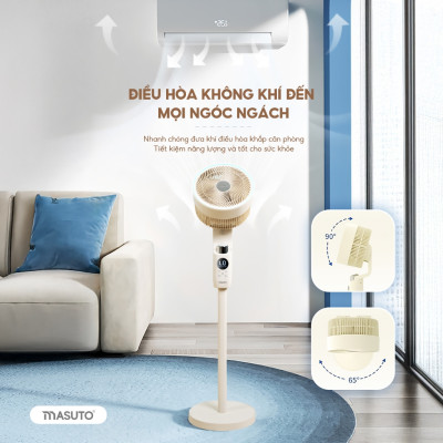 Quạt Điện Cây Masuto MS Smart Air Thông Minh AI, Điều Khiển Bằng Giọng Nói Tiếng Việt, Quạt Mát Ion Âm Bổ Sung Oxy, Điều Hòa Không Khí, Có Remote Từ Xa - Hàng chính hãng