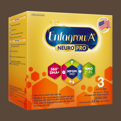  Sữa bột Enfagrow A+ NeuroPro 3 với 2’-FL HMO cho trẻ từ 1 – 3 Tuổi - Vị Nhạt Dễ Uống (2.2kg)