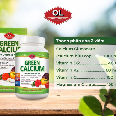 Green Calcium Olympian Labs – Bổ sung canxi hữu cơ hộp 100 viên (Mỹ)