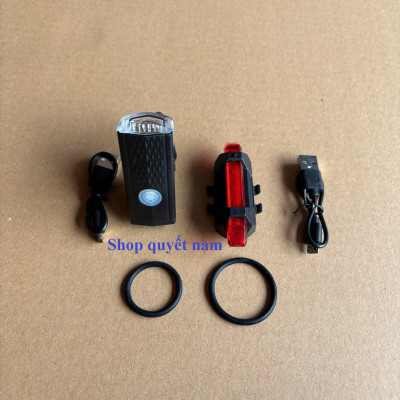 Bộ đèn pha led và đèn hậu cho xe đạp sạc usb tiện lợi, dễ sử dụng
