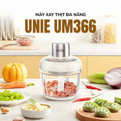 Máy xay thịt UNIE UM366, công suất 400W, 2 cối thủy tinh tiện lợi, động cơ đồng cao cấp; xay thịt, đánh ruốc, bóc tỏi tiện lợi; hàng chính hãng bảo hành 12 tháng