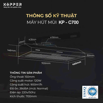 Máy Hút Mùi Cổ Điển Kopper KP – C700 Hàng Chính Hãng