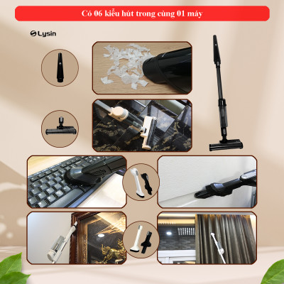 Qrachic - máy hút bụi cầm tay không dây gia đình thông mình dùng pin hai chế độ hút công nghệ hút xoáy cyclonic dùng vệ sinh nhà cửa, xe hơi đa năng không tiếng ồn máy chạy êm hàng chính hãng