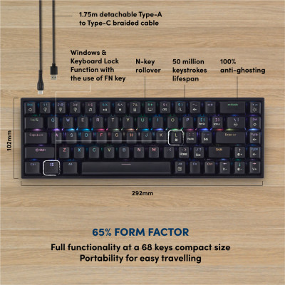 Bàn phím cơ PROLiNK GK6002M (Blue Switch), LED RGB 16 triệu màu, Full N-Key Rollover, Anti Ghosting cho tuyển thủ Esport - Hàng Chính Hãng