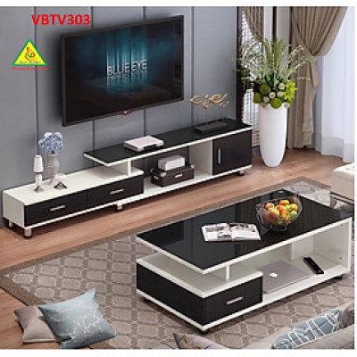 Combo Bộ kệ tivi và bàn trà, bàn sofa phong cách hiện đại sang trọng VBTV303