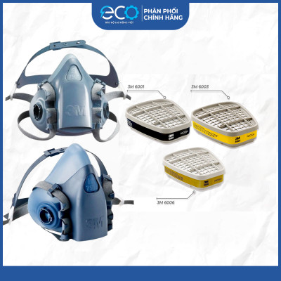 Mặt nạ phòng độc, chống hóa chất 3M 7501/7502 + phin lọc 3M 6001/6003/6006 phun sơn, phun thuốc trừ sâu