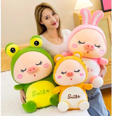 Thú nhồi bông heo Smile - Size từ 45cm đến 65cm - Quà tặng heo Smile nhồi bông dễ thương - Gối ôm mềm mịn cho bé