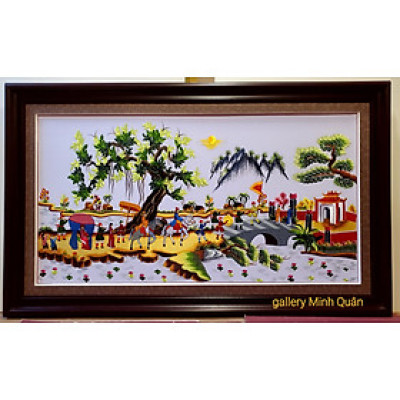Tranh thêu” Vinh Quy Bái Tổ” 