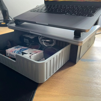 Giá đỡ laptop 2 tầng có hộc tủ, tháo rời dễ dàng, tiện lợi