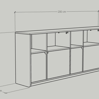 [Happy Home Furniture] CIRCLE, Tủ lưu trữ 5 cửa mở, 200cm x 34cm x 78cm ( DxRxC), TCM_071