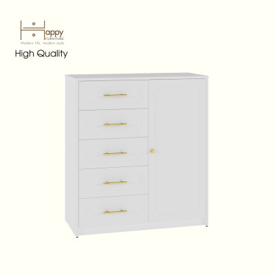 [Happy Home Furniture] NERIS, Tủ lưu trữ 5 ngăn kéo - 1 cánh mở , 90cm x 40cm x 100cm ( DxRxC), THK_148