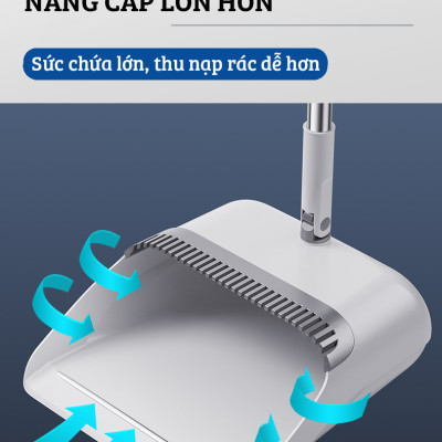 Bộ Hốt Rác Gia Đình Gấp Gọn Kèm Chổi Quét Rác Cao Cấp DAMAS TS2 - Lông chổi mềm mại không bám dính tóc - Hốt rác gấp gọn giúp tiết kiệm không gian