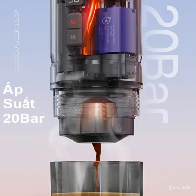 Máy pha cà phê cầm tay chuyên nghiệp Espresso 3 trong 1, dùng pin có thể pha cả nóng và lạnh HiBREW H4C - Hàng Chính Hãng