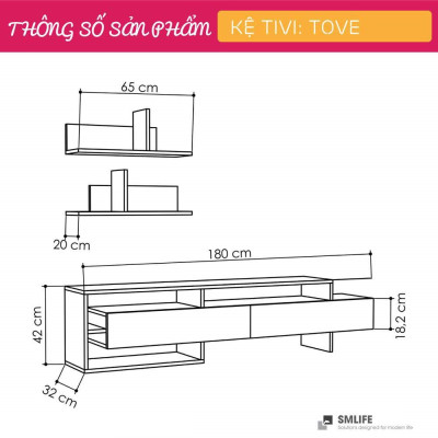 Kệ tivi đẹp cho phòng ngủ gia đình SMLIFE Tove