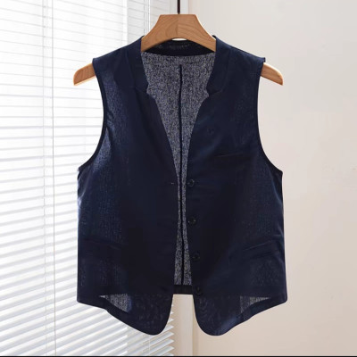 Áo blazer nữ linen mềm mát, áo gile nữ thiết kế bốn cúc chạy dọc phong cách Hàn Quốc siêu thanh lịch Bz02