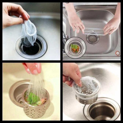 Sét 100 túi lọc rác ,chặn rác bồn rửa chén ,dạng lưới siêu bền ,có chun 2 đầu co giãn ,chống tắc nghẽn 