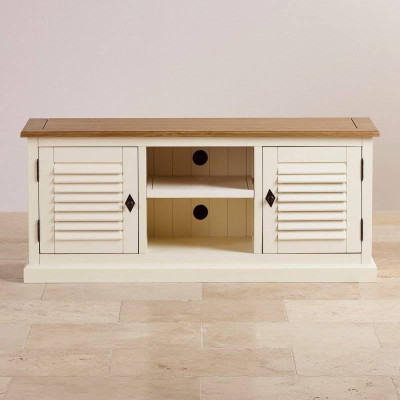 Tủ TV 2 Cánh Shutter Gỗ Sồi Ibie LV2SHUO - Trắng (140 x 42 cm)