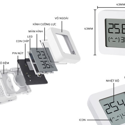 Nhiệt ẩm kế Xiaomi Sothing Gen 2, Bluetooth 4.2, kết nối theo dõi qua app