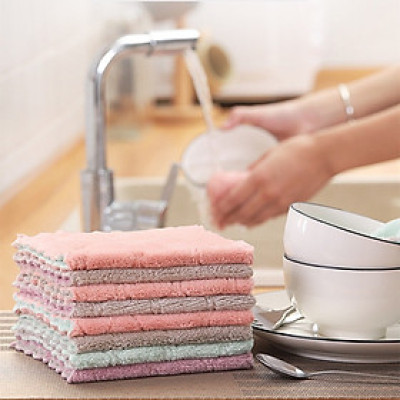 Combo 10 khăn lau tay , lau bếp  2 mặt dày dặn , đa năng siêu thấm hút ,vải bông mềm mịn giúp làm sạch các vật dụng nhanh chóng