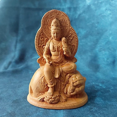 Tượng Phật Phổ Hiền Bồ Tát cưỡi voi bằng gỗ Bách Nhai - V660
