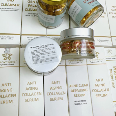 Viên Dưỡng Trắng Da PEONY WHITE 30v - Bù Nước - Chống Lão Hóa - Cân Bằng Độ pH - Cấp Ẩm - Giải Pháp Cho Làn Da Khô Ráp