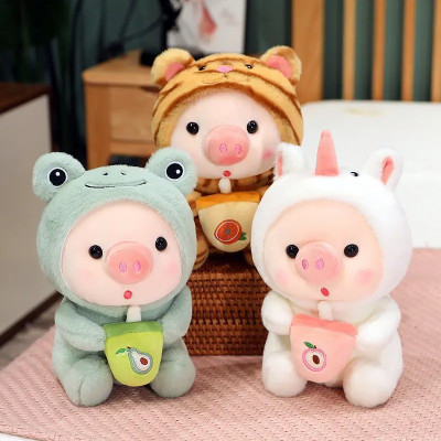 Thú nhồi bông Heo cosplay ôm bình sữa đáng yêu - Size 20 - 55 cm - Nhiều màu - Quà tặng gấu bông heo nhồi bông dễ thương - Gối ôm mềm mịn cho bé.