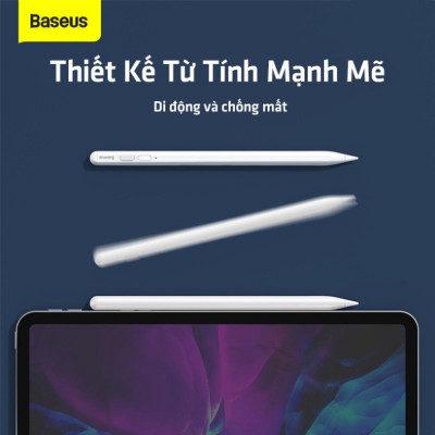 Bút cảm ứng Baseus Smooth Writing Capacitive Stylus dùng cho iPat Pro/ Smartphone/ Tablet Android (Active + Passive Version, Magnetic Adsorption, Tilt & Strength sensitive) - Hàng Chính Hãng