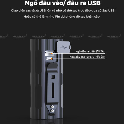 Đèn Trước Xe Đạp Chiếu Sáng Cao Cấp Chống Nước P-023 dung lượng 5200mAh Gắn tay lái, sạc Type-C, sáng max 10h, Có Hỗ trợ Sạc Khẩn Cấp - Mai Lee