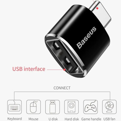 Baseus LV106-B01 Đầu Chuyển OTG USB Type C Sang USB | Chính hãng Baseus