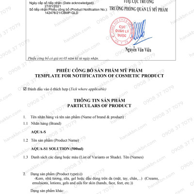 Dưỡng Chất S1 AHA Dưỡng Chất Tẩy Tế Bào Chết Dành Cho Da Khô AQUA-S 500ml