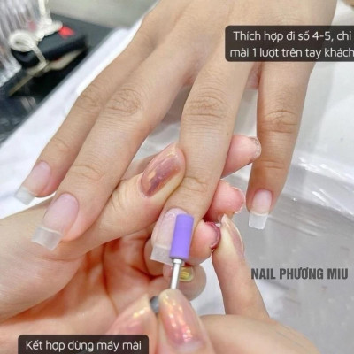 Hộp 50 Đầu Mài Nhám Tím Mini 150/240 Loại Sần Và Mịn Cao Cấp Làm Nail, Làm Nhám Bề Mặt Móng, Để Tăng Độ Bền Của Bộ Móng Nail Phương Miu