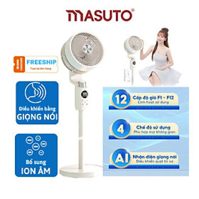 Quạt Điện Cây Masuto MS Smart Air Thông Minh AI, Điều Khiển Bằng Giọng Nói Tiếng Việt, Quạt Mát Ion Âm Bổ Sung Oxy, Điều Hòa Không Khí, Có Remote Từ Xa - Hàng chính hãng