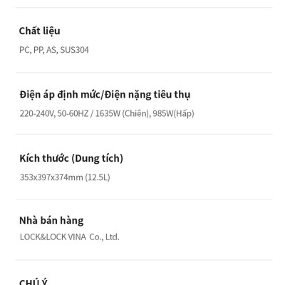 Lò nướng chân không kết hợp chức năng hấp Lock&Lock EJF693GRY Steam Air Fryer Oven (12.5 Lít) - Hàng chính hãng