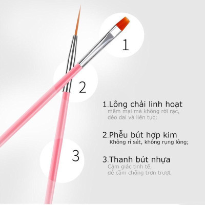 Cọ Vẽ Móng Làm Nail Sét 15 Cây Cán Nhựa Abs, Tay Cầm Không Gỉ, Đầu Lông Mềm Dẻo Đen Hồng Dài 14cm Tạo Mẫu Móng - Nail Phương Miu