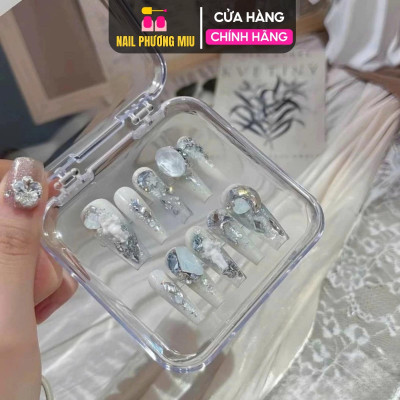 Hộp Đựng Nail Box Trưng Bày Móng Giả Bằng Nhựa Chuyên Dụng Màu Hồng Trong, Hình Vuông Bo Cạnh, Mới Sang Trọng Đáng Yêu - Nail Phương Miu Chống Bụi