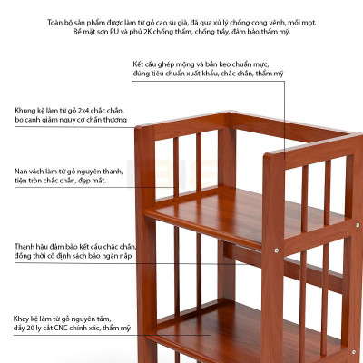 Kệ Sách 3 Tầng Gỗ Cao Su IBIE HB390RC (90cm) - Màu Cánh Gián