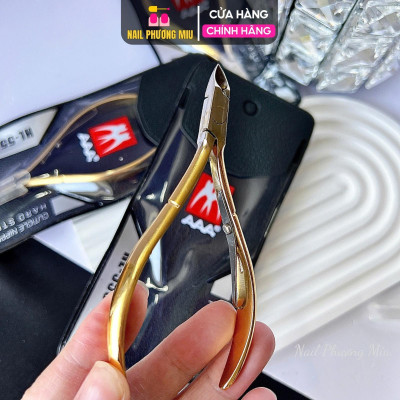 Kìm Nhặt Da Thép Cao Cấp Mạ Vàng HL555, Siêu Sắc Bén , Đầu Bán Nguyệt, Dùng Làm Nail, Cầm Nắm Chắc Chắn Trọng Lượng 52g