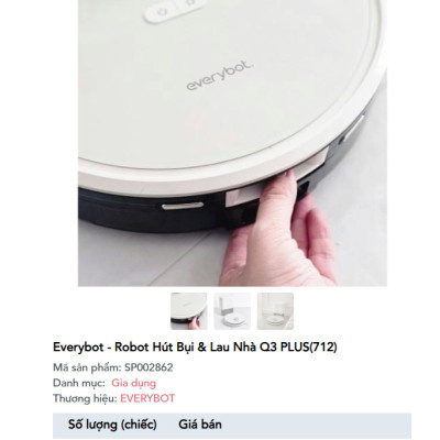 Robot hút bụi lâu nhà Everybot Q3 Plus Made in Korea Hàng chính hãng