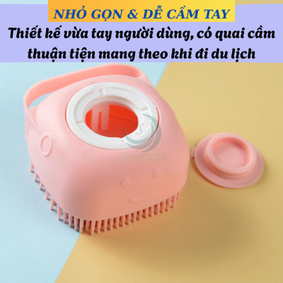 Bàn Chải Tắm Hình Thú Đáng Yêu Cho Bé – Chăm Sóc Da Nhẹ Nhàng Dụng Cụ Tắm Gội Silicon Đa Năng – Bóp Là Ra Bọt Cọ Tắm Silicon Tạo Bọt Có Hộp Đựng Xà Phòng Bàn Chải Massage Cơ Thể Silicon Mềm – Không Cần Tạo Bọt Tay