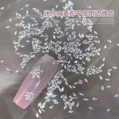 Đá Khối Diamond Chân Bằng Hình Thoi Gắn Móng Siêu Sáng, Set 100 Viên Charm Làm Nail Size Mini Màu Trắng Thủy Tinh Lấp Lánh